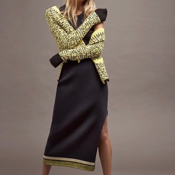 Rag & Bone Yellow Black Viola Button Cardigan Sweater - Picture 2 of 16